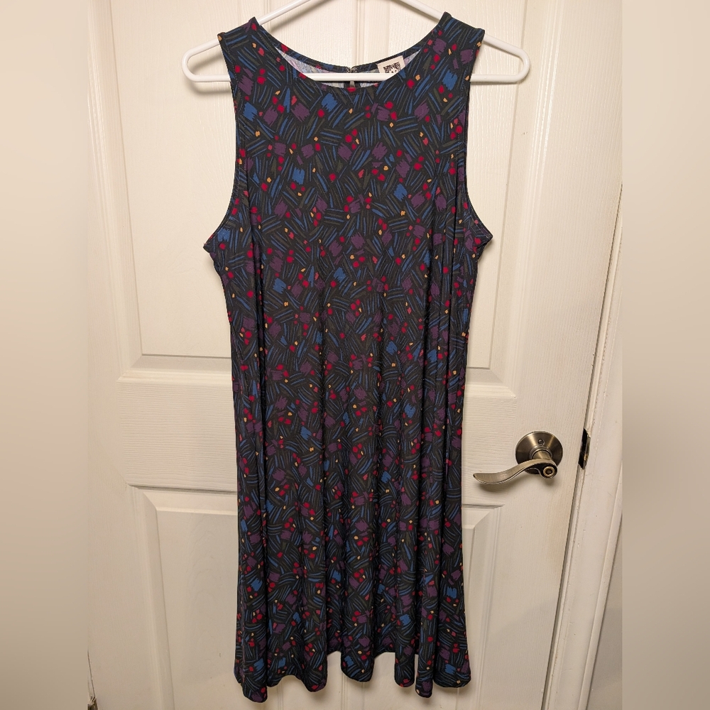 Anne Klein Sleeveless Dress Size 10– Red Black Geometric Print Knee Length